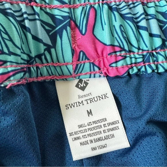 NWT Members Mark Mens Medium Resort Swim Trunks Boxer Lined Blue Pink Swimsuit - Picture 2 of 5